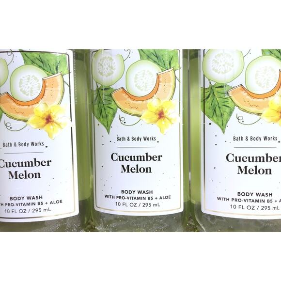 Bath & Body Works Cucumber Melon 10oz Shower Gel Body Wash (x3) Aloe B5 - Picture 2 of 4
